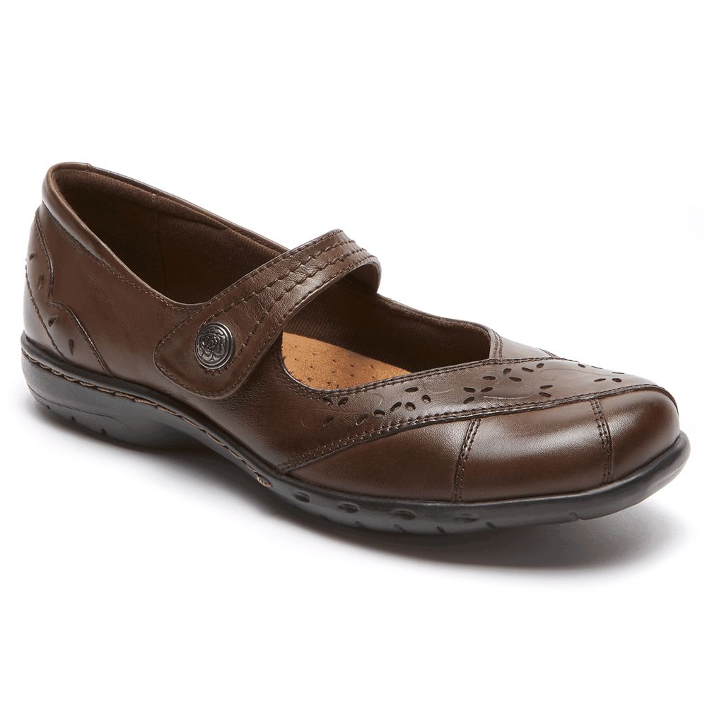 Rockport Women's Cobb Hill Petra Mary Jane Flats - Brown - USA (1468NOWMA)